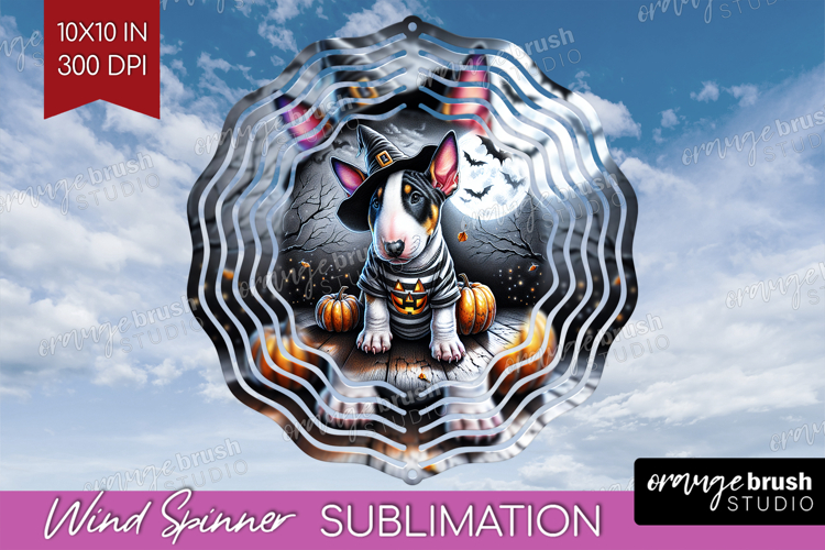 Bull Terrier Dog Wind Spinner Sublimation PNG Halloween