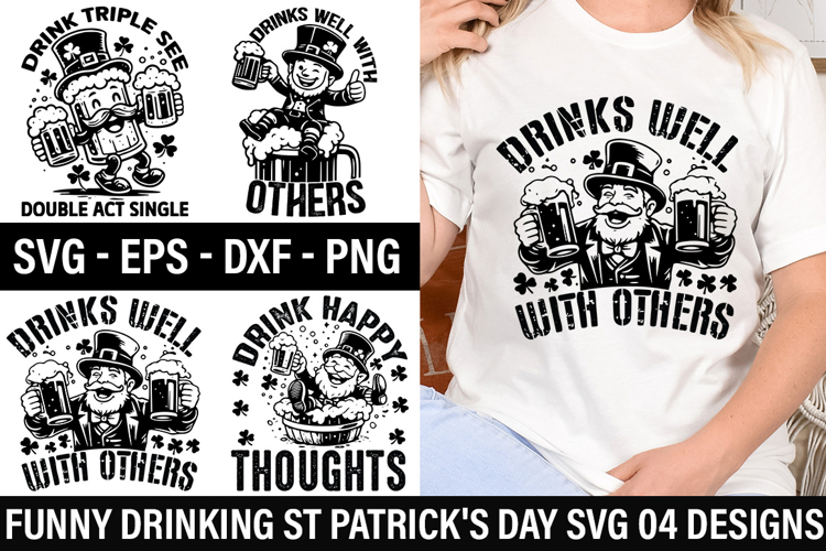 Funny Drinking St Patricks Day SVG Design - Drink triple se