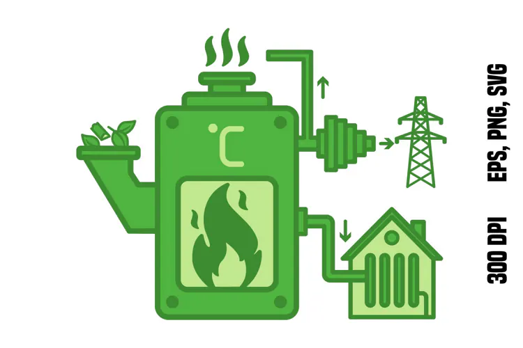 Green Biomass Energy Converter Icon