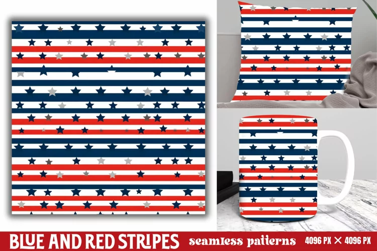 Blue and Red Stripes Seamless Pattern