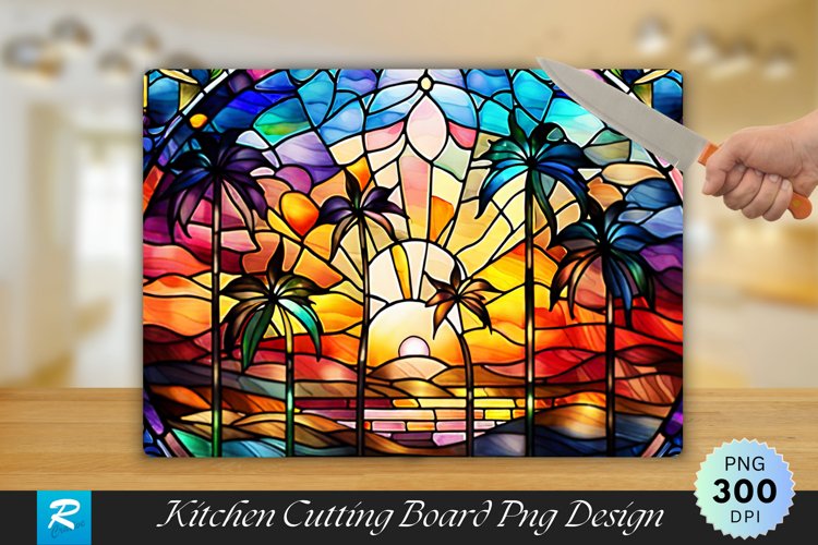 Sunset Stained Cutting Board Sublimation Design example image 1