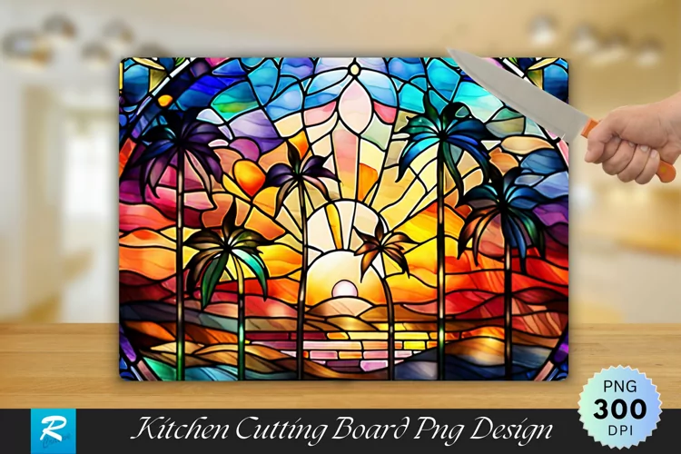 Sunset Stained Cutting Board Sublimation Design
