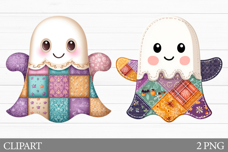 Patchwork Ghost Clipart. Ghost Halloween Clipart