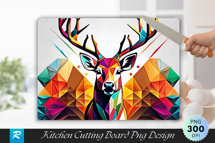 Polygon Deer Cutting Board Sublimation Design