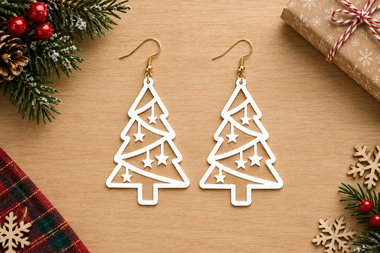 Christmas Tree Earrings Laser Cut SVG