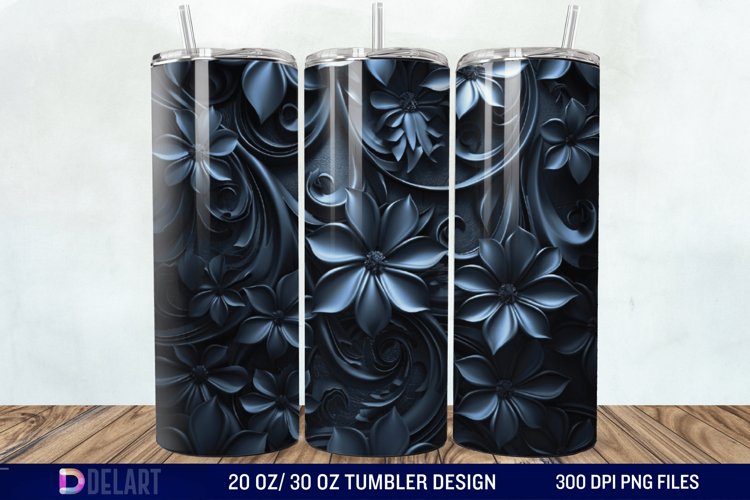 3d Dark floral Tumbler Wrap example image 1