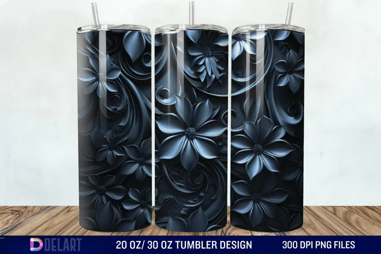 3d Dark floral Tumbler Wrap