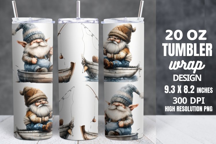 Fishing Gnomes Tumbler Sublimation Wrap