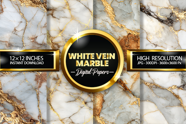 White Vein Marble Digital Papers - 04 variations