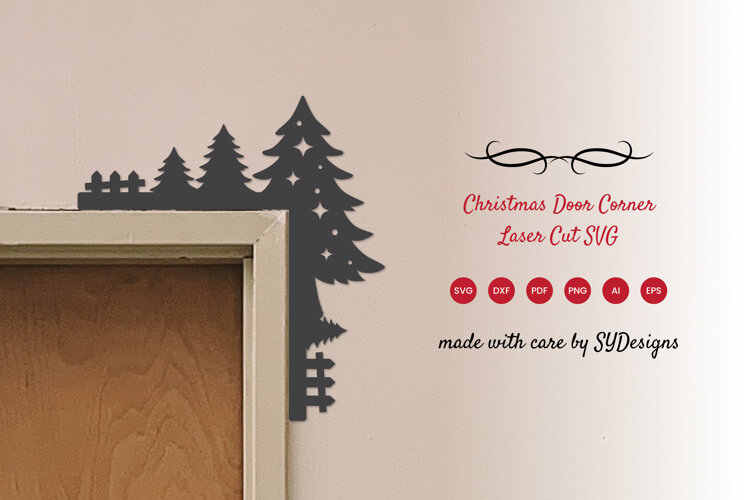 Christmas Door Corner Laser Cut SVG - Winter Door Frame Sign example image 1