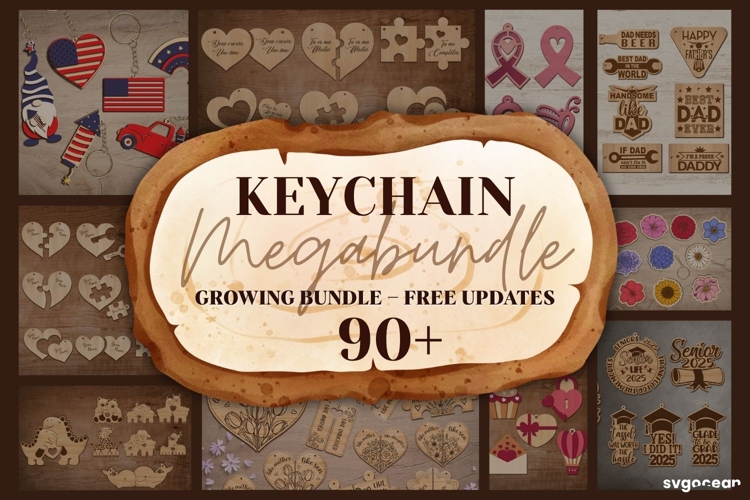 Keychains Laser Cut Mega Bundle | Glowforge | SVG