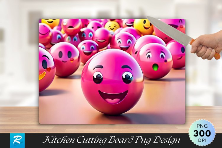 Funny Emoji Cutting Board Sublimation Design example image 1