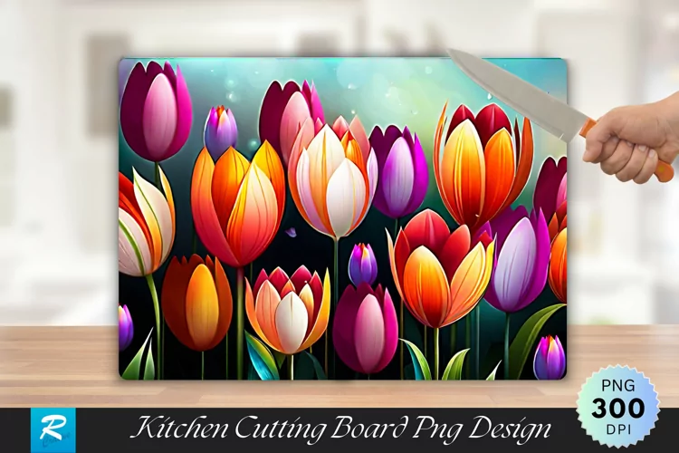 Flowers Cutting Board Sublimation Design