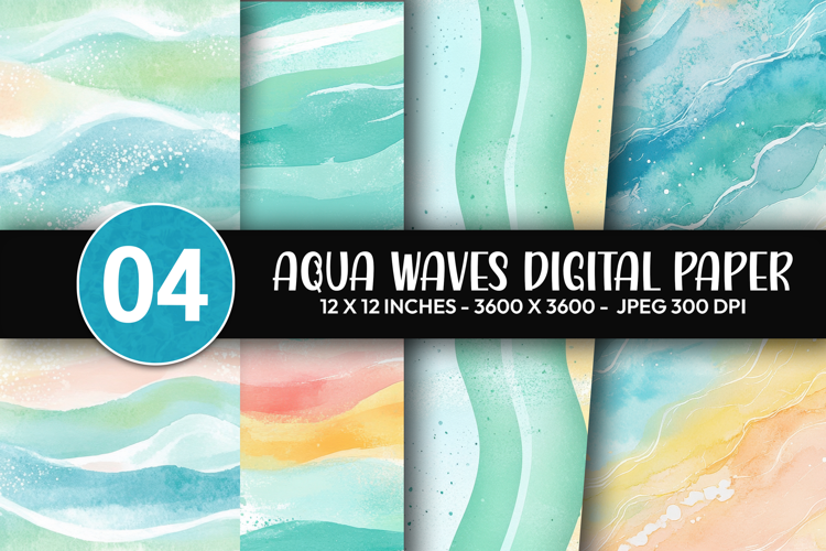 Aqua Waves Digital Paper