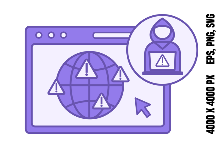Purple Cyber Attack Map Icon