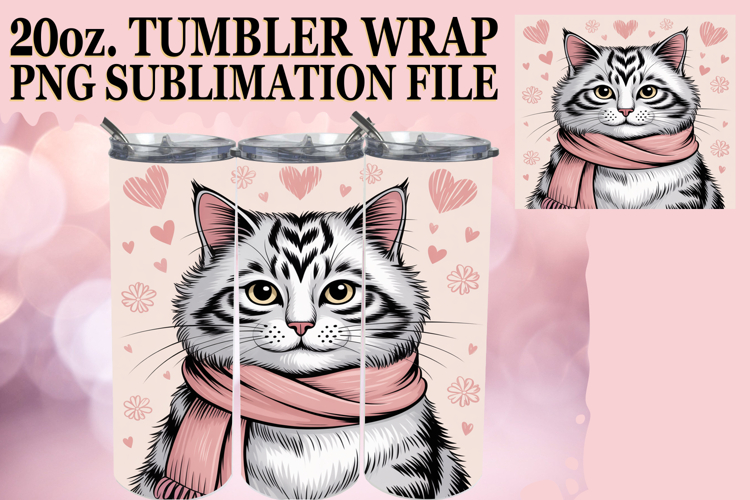 RADIANT GLOW 20oz TUMBLER WRAP, Valentines Cat