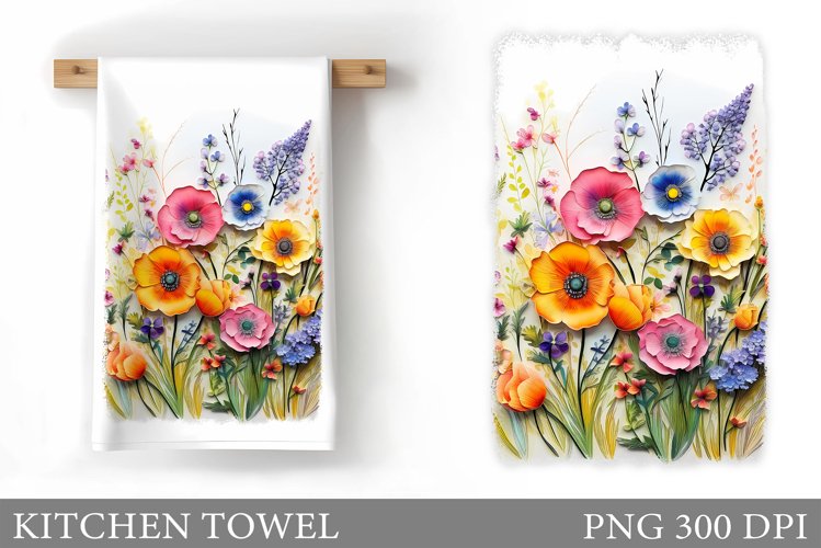 Flowers Kitchen Towel. Wildflowers Kitchen Towel Design example image 1