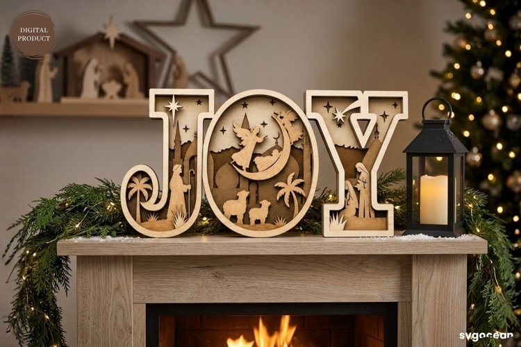 Multilayer Joy Nativity Scene Laser Cut | Glowforge | SVG
