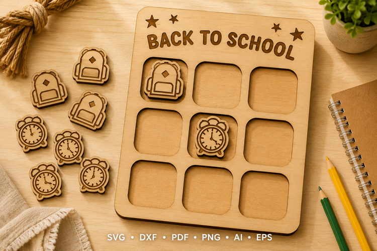 Back to School Tic Tac Toe Laser Cut SVG