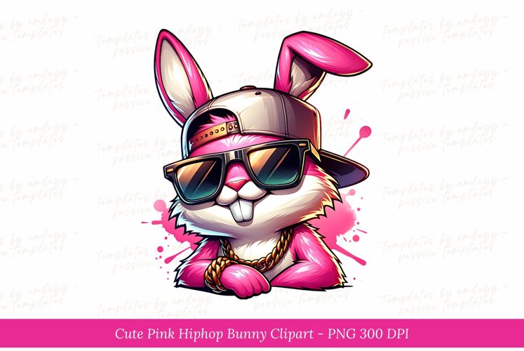 Pink Hip Hop Bunny clipart example image 1