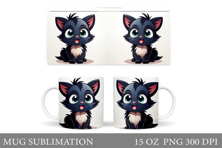Cute Cat Mug Sublimation. Funny Cat Mug Design example image 1