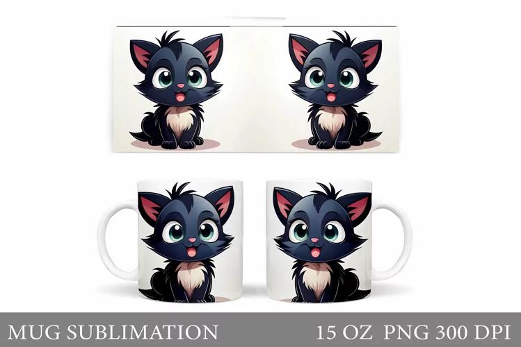 Cute Cat Mug Sublimation. Funny Cat Mug Design
