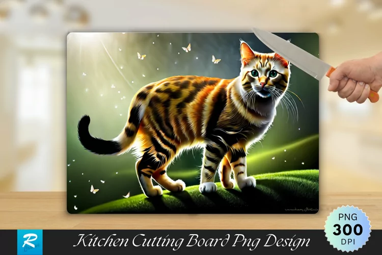 Cat Cutting Board Sublimation Design