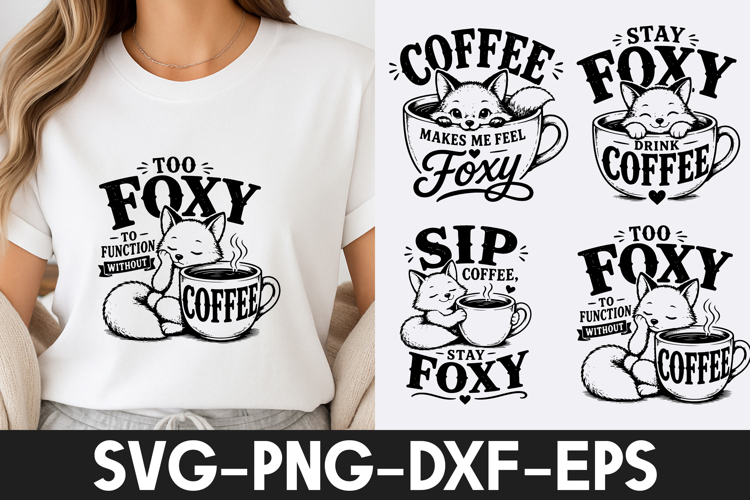 Fox Coffee Lover Funny Design SVG PNG