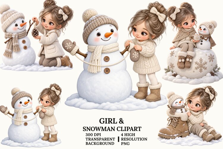 Christmas Winter Gnome Clipart, Ice Skating and Sledding PNG example image 1