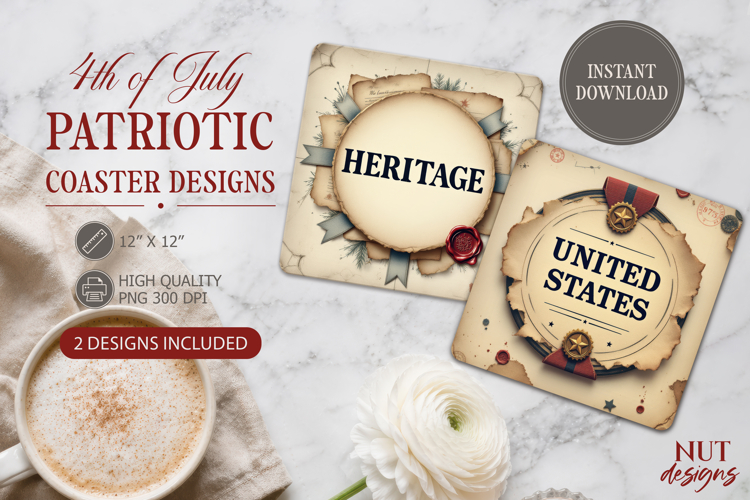 Patriotic Heritage Coaster Designs Retro 4th of July coaster