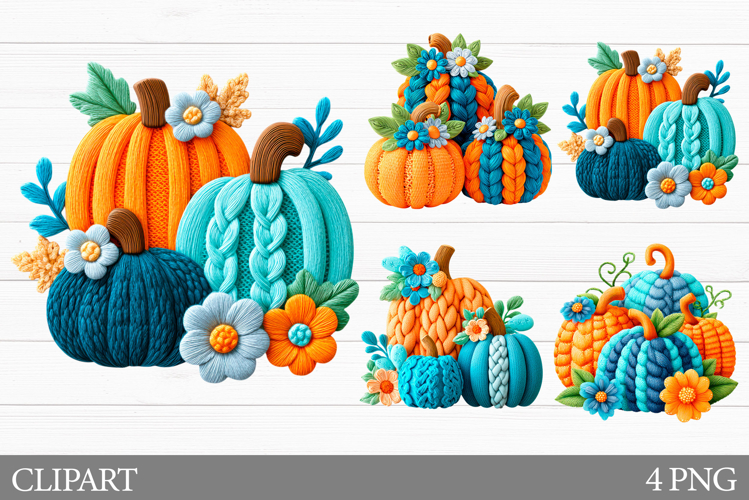 Crochet Pumpkin Clipart. Crochet Pumpkin Sublimation