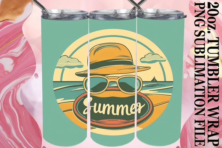 Summer Retro,Tumbler Wrap 20oz