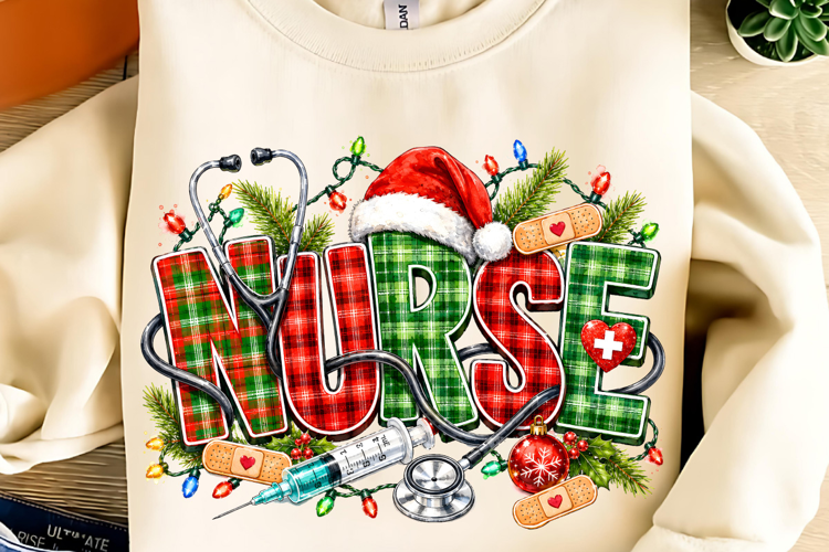 Christmas Nurse PNG, Retro Holiday Medical Sublimation