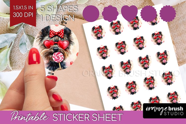 Cairn Terrier Valentine Round Sticker Valentines Day Sticker example image 1
