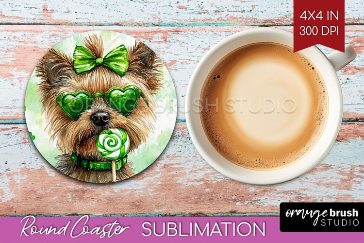 Cairn Terrier St. Patricks Day Dog Round Coaster Dog Coaster