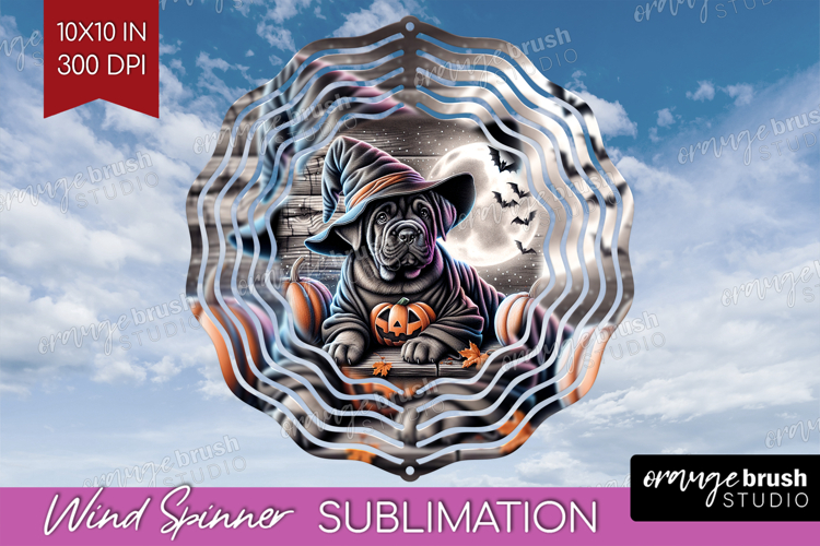 Cane Corso Dog Wind Spinner Sublimation PNG Halloween Round