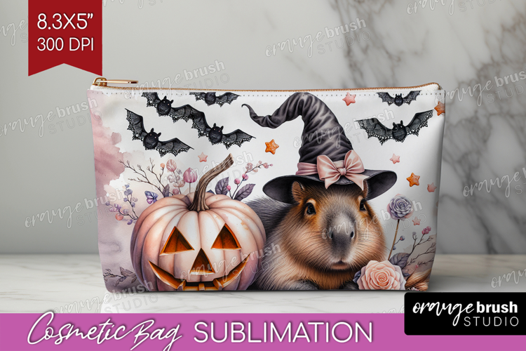 Capybara Halloween Cosmetic Bag Coquette Makeup Bag PNG