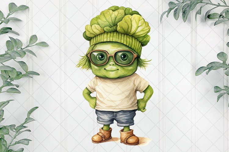 Cartoon Fruits Cabbage Watercolor Sublimation example image 1