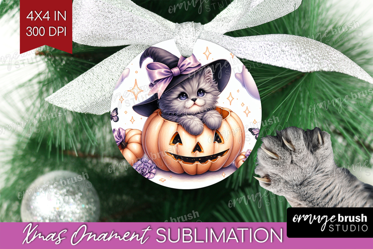 Cat Halloween Ornament PNG Coquette PNG Sublimation