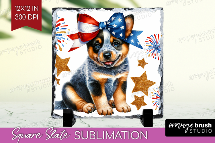 Cattle Dog Slate PNG Patriotic Dog Square Slate