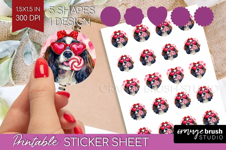 Cavalier King Spaniel Valentine Round Sticker Valentines Day