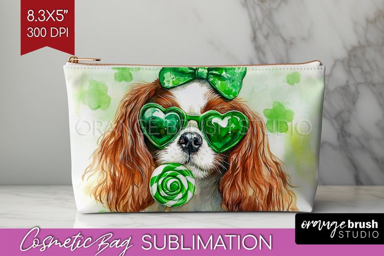 Cavalier King Spaniel St. Patricks Day Dog Cosmetic Bag Dog