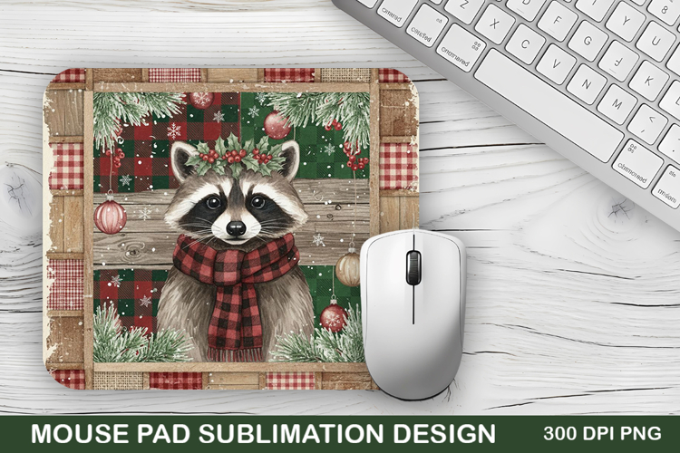 Christmas Raccoon Mouse Pad Sublimation - Christmas Design