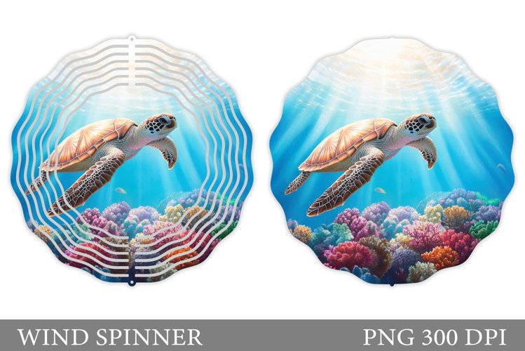Sea Turtle Wind Spinner Sublimation. Sea Wind Spinner Design example image 1