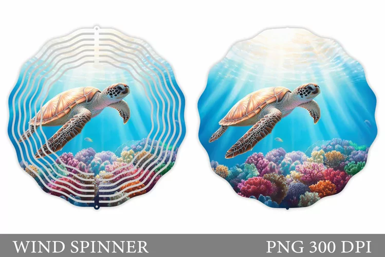 Sea Turtle Wind Spinner Sublimation. Sea Wind Spinner Design
