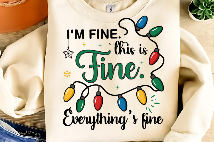 Funny Christmas Sublimation PNG, Im fine. this is fine PNG
