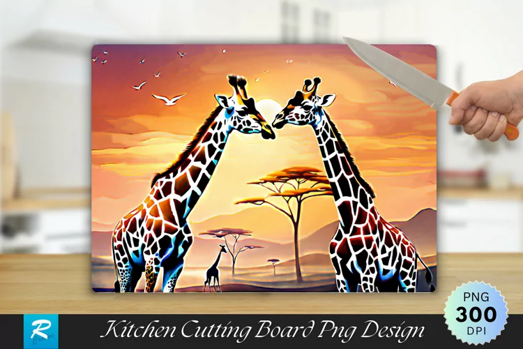 Giraffe Couple Cutting Board Sublimation Design