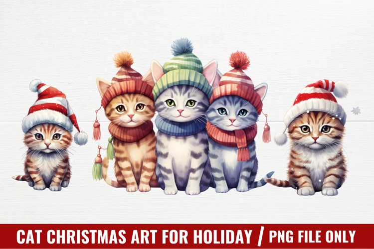 Cat Christmas Cat Art for Holiday Clipart