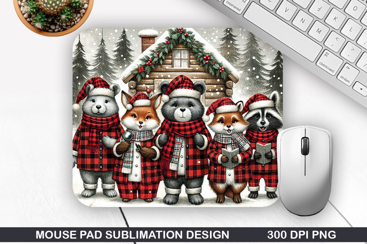 Raccoons Mouse Pad Sublimation, Christmas Mouse Pad PNG