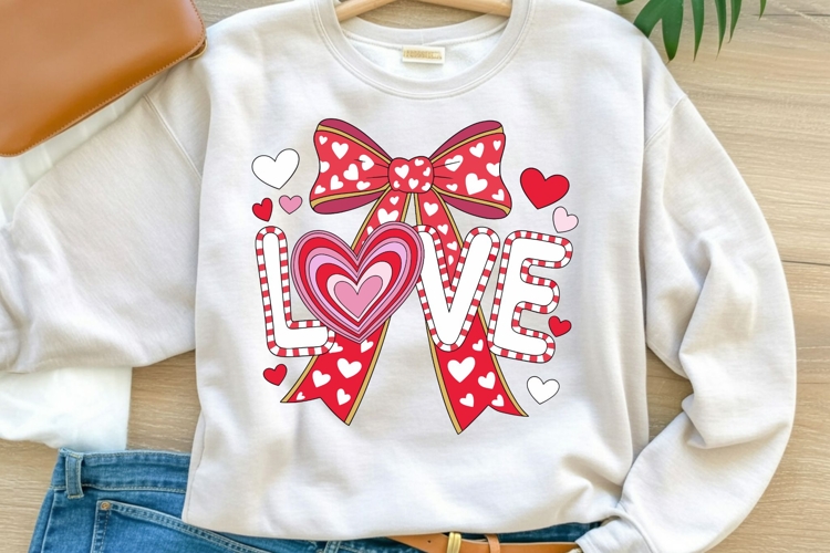 Valentine LOVE Bow Sublimation PNG